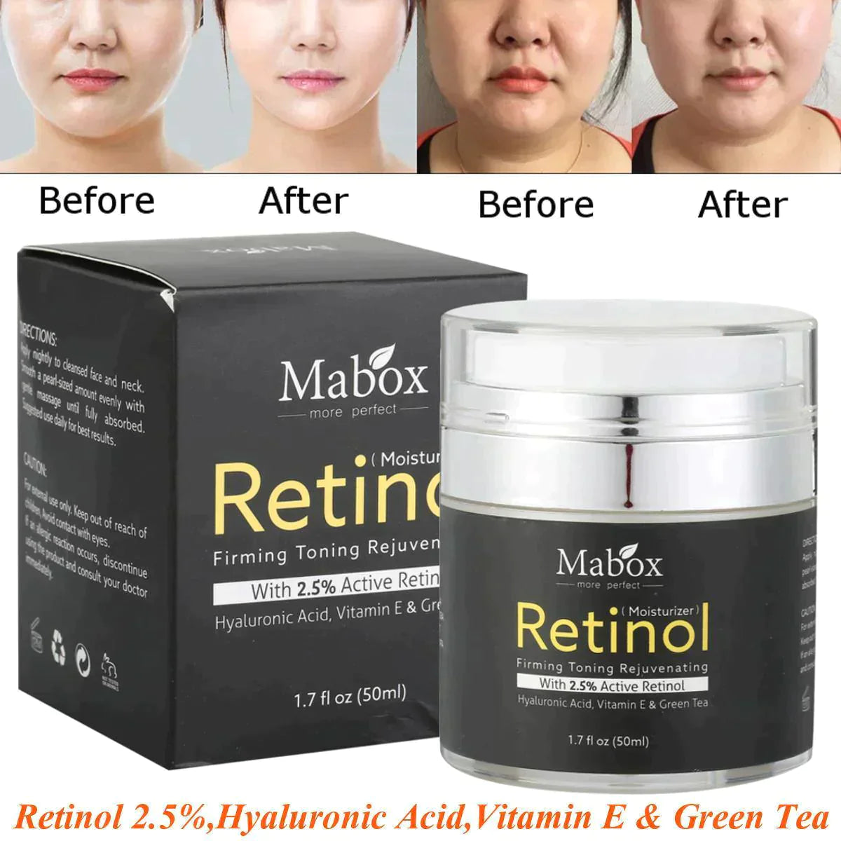 Mabox Retinol 2.5% Vitamin E Facial Moisturizer Cream